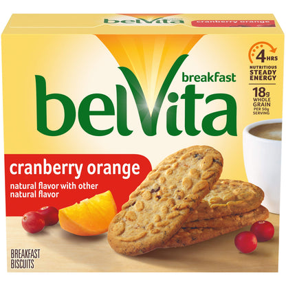 belVita Cranberry Orange Breakfast Biscuits,(5 Biscuits Per Pack)(Pack of 5)