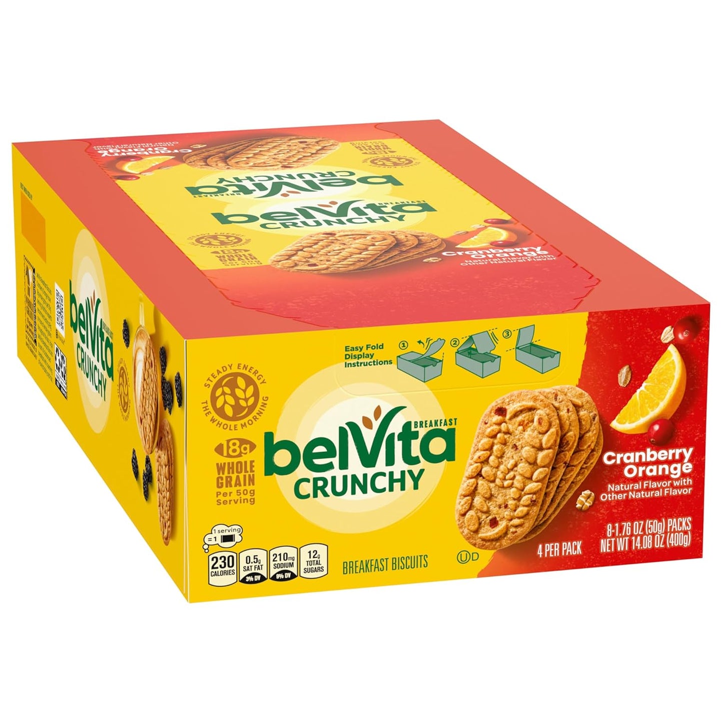 belVita Cranberry Orange Breakfast Biscuits – Kid-Friendly Grab-and-Go Snack for Backpacks and Car Rides, 14.08 oz Box