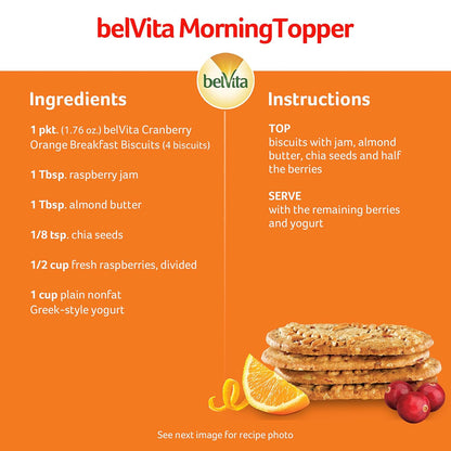 belVita Cranberry Orange Breakfast Biscuits – Kid-Friendly Grab-and-Go Snack for Backpacks and Car Rides, 14.08 oz Box
