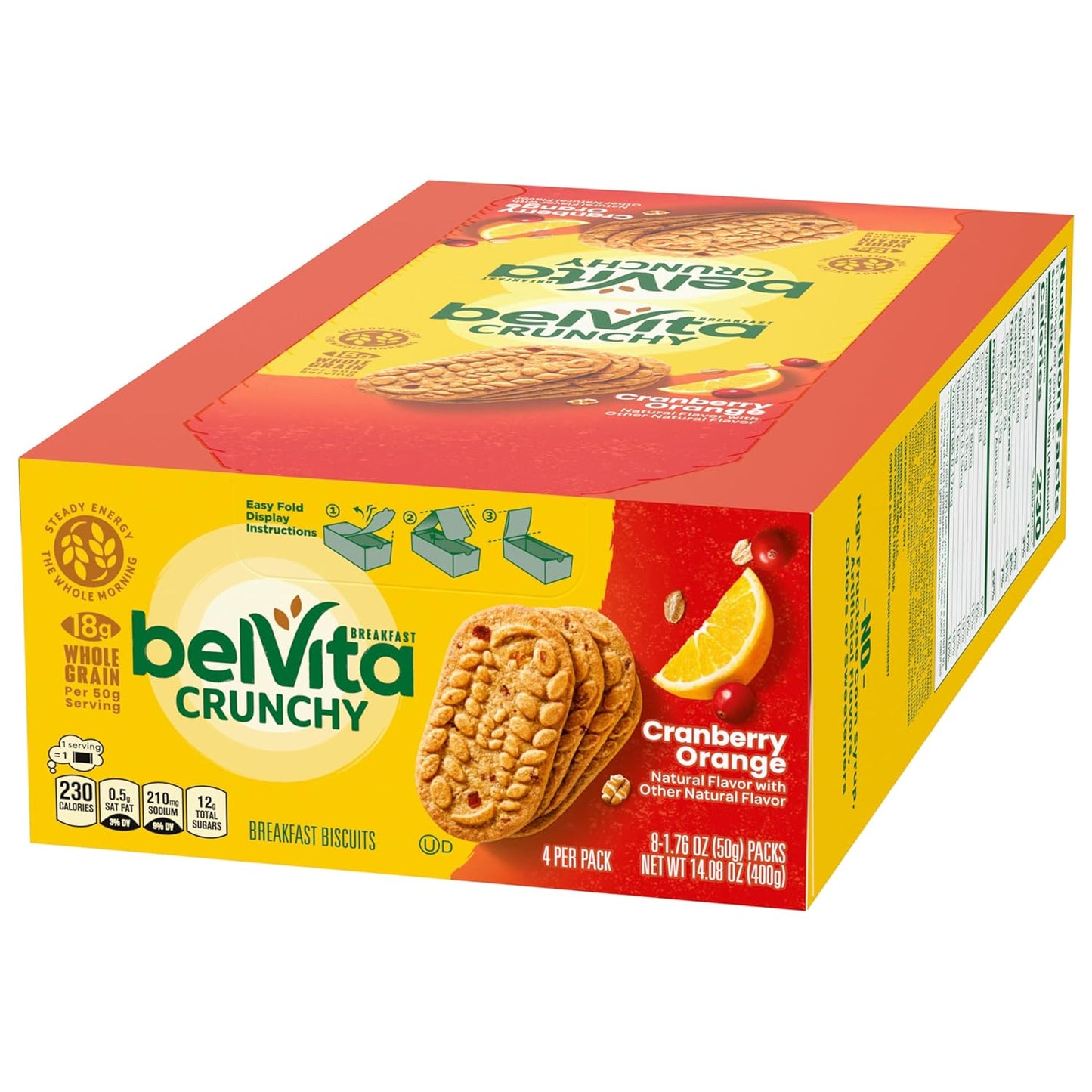 belVita Cranberry Orange Breakfast Biscuits – Kid-Friendly Grab-and-Go Snack for Backpacks and Car Rides, 14.08 oz Box