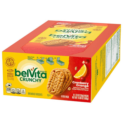 belVita Cranberry Orange Breakfast Biscuits – Kid-Friendly Grab-and-Go Snack for Backpacks and Car Rides, 14.08 oz Box