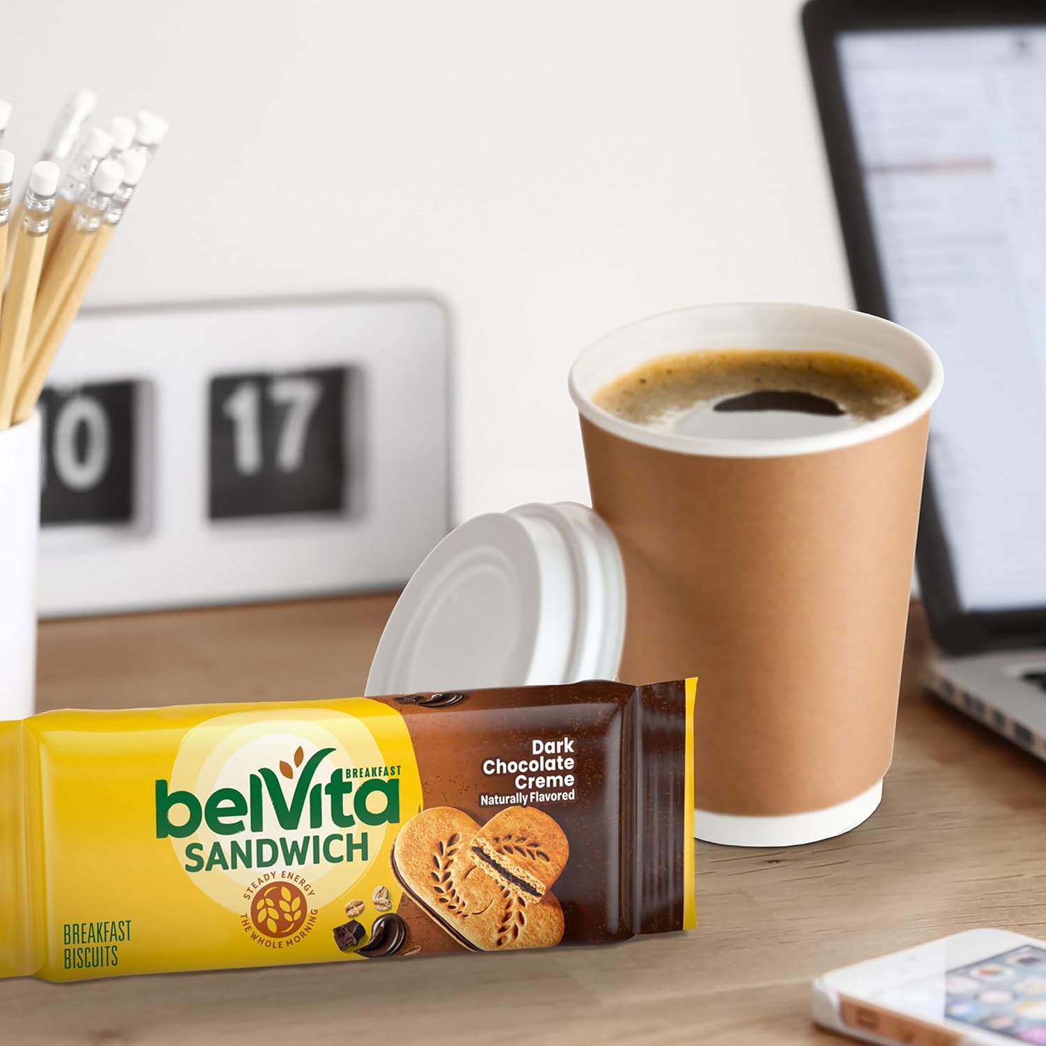 belVita Dark Chocolate Creme Biscuits – Portable Campus Energy for Long Lecture Days, 12-Pack Value Box