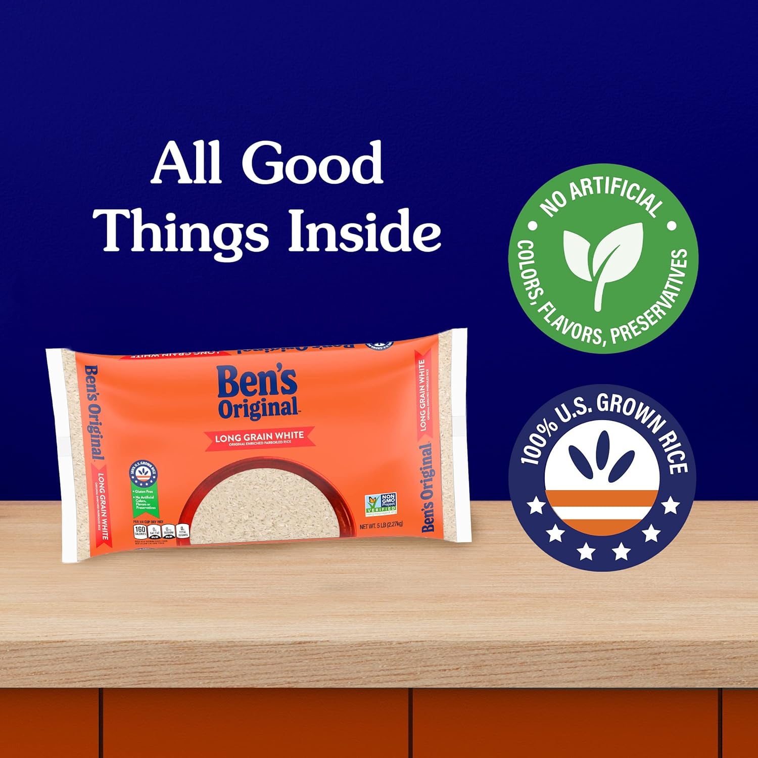 BEN'S ORIGINAL Converted Long Grain Rice, 5 lb Bag – No-Rinse, No-Fuss Weekday Side for Rice Cooker and Stovetop Meal Prep