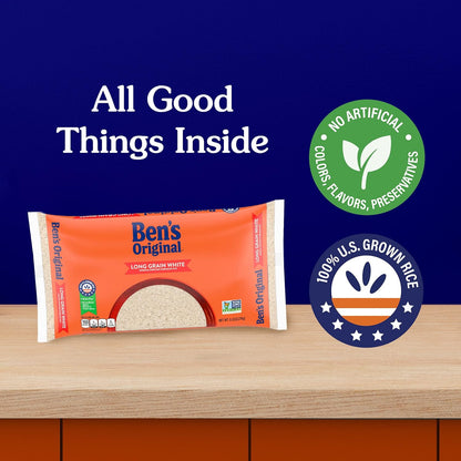 BEN'S ORIGINAL Converted Long Grain Rice, 5 lb Bag – No-Rinse, No-Fuss Weekday Side for Rice Cooker and Stovetop Meal Prep