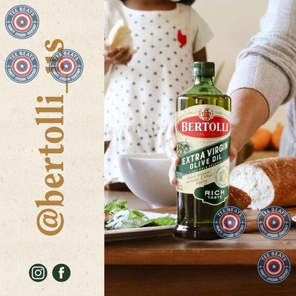 Bertolli Extra Virgin Olive Oil Rich Taste 32 fl oz – Heart-Smart Drizzle for Mediterranean Lifestyle Cooks