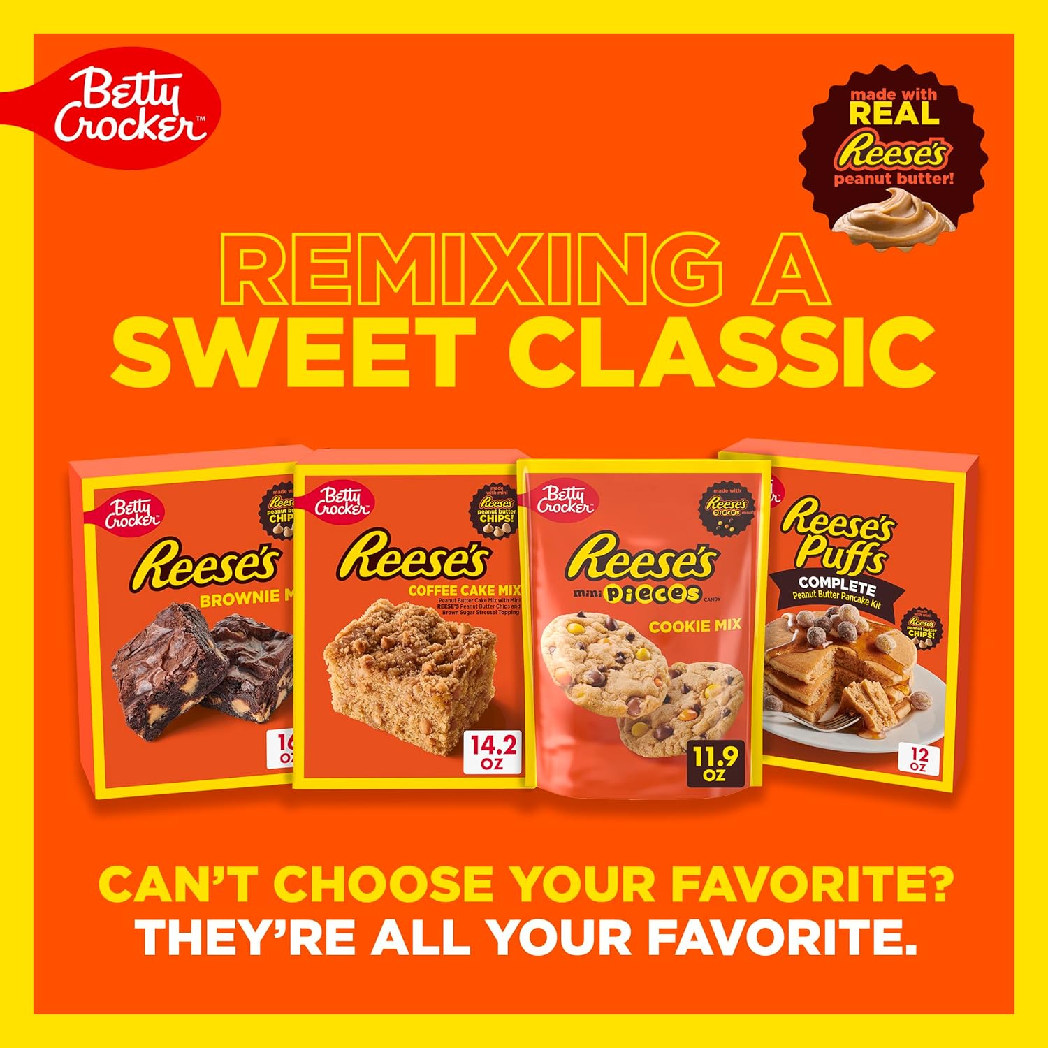 Betty Crocker REESE'S Brownie Mix with Peanut Butter Chips – Safe and Simple Kids Birthday Party Dessert for Busy Parents