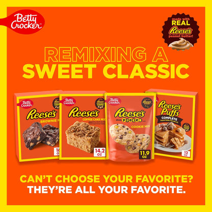 Betty Crocker REESE'S Brownie Mix with Peanut Butter Chips – Safe and Simple Kids Birthday Party Dessert for Busy Parents