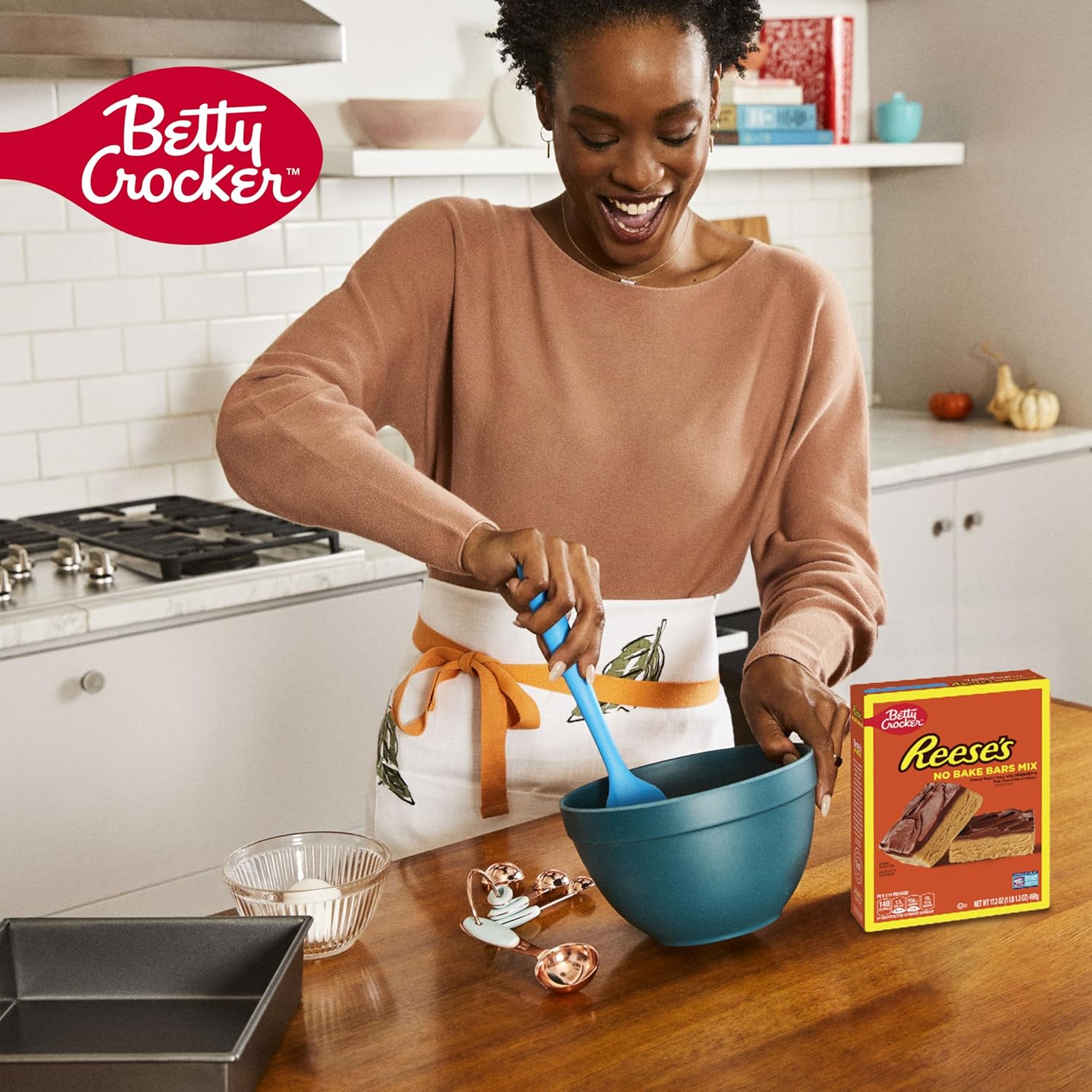 Betty Crocker REESE'S No-Bake Peanut Butter Bars – Simple Single-Recipe Dessert for Uncluttered Kitchens, 15 Servings