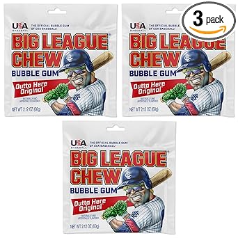Big League Chew Cotton Candy Bubble Gum 3-Pack - Gluten-Free Peanut-Free Chewing Gum for Allergen-Conscious Families