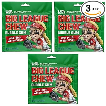 Big League Chew Cotton Candy Bubble Gum 3-Pack - Gluten-Free Peanut-Free Chewing Gum for Allergen-Conscious Families