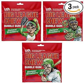 Big League Chew Cotton Candy Bubble Gum 3-Pack - Gluten-Free Peanut-Free Chewing Gum for Allergen-Conscious Families