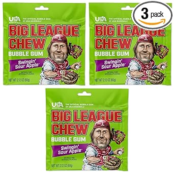 Big League Chew Cotton Candy Bubble Gum 3-Pack - Gluten-Free Peanut-Free Chewing Gum for Allergen-Conscious Families