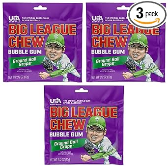 Big League Chew Cotton Candy Bubble Gum 3-Pack - Gluten-Free Peanut-Free Chewing Gum for Allergen-Conscious Families