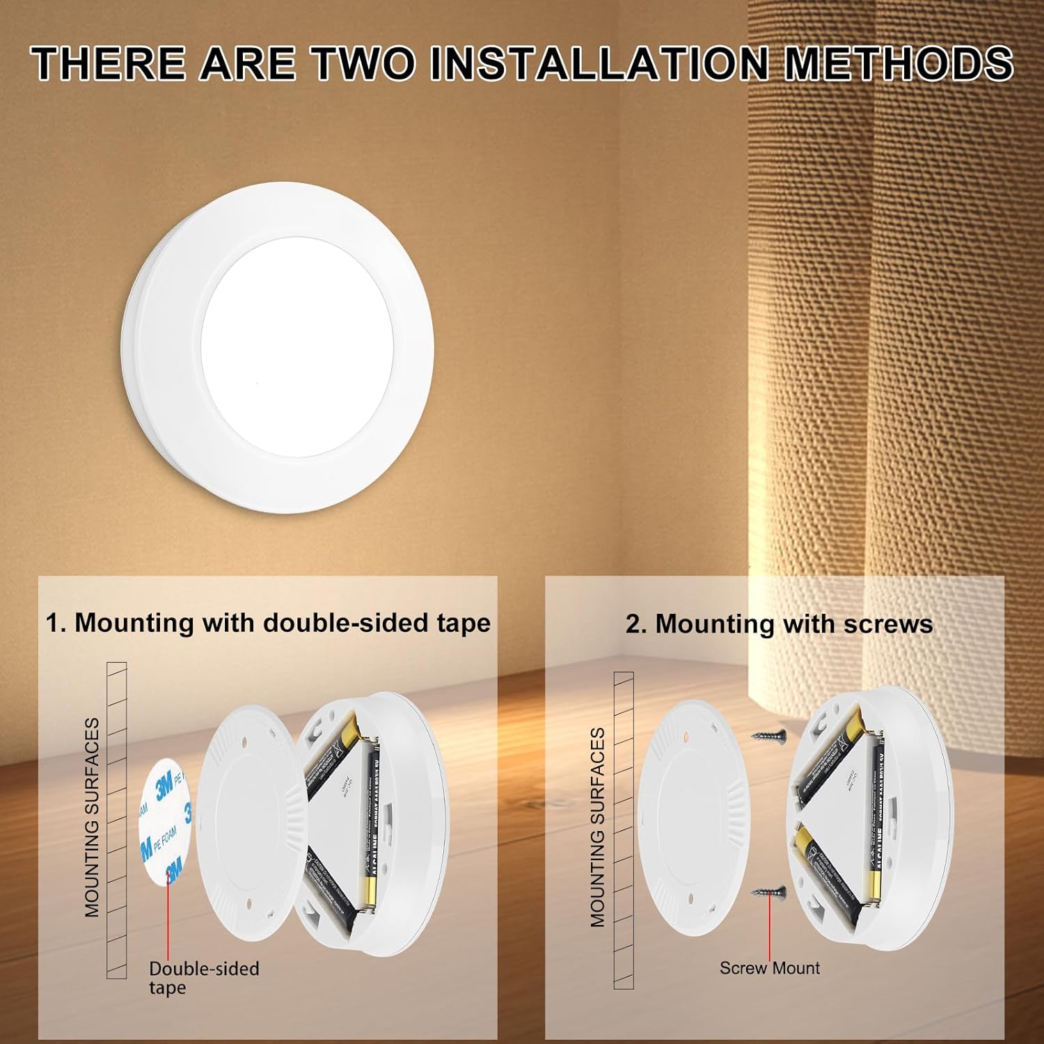 BIGMONAT LED Puck Light – Practical Birthday Gift for Mom and Grandma, Wire Free Nightlight for Bedside Use