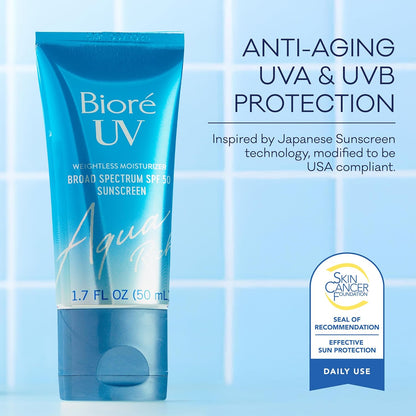 Biore UV Aqua Rich Clean Lotion SPF 50 – Oxybenzone-Free, Octinoxate-Free Daily Facial Sun Protection