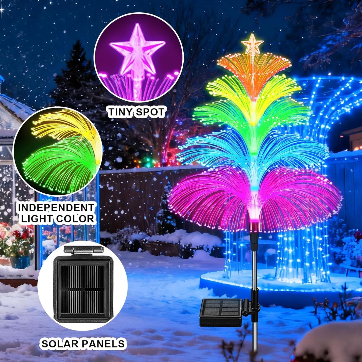 Birthday and Housewarming Gift for Women – Solar Powered Color Changing Outdoor Christmas Tree Lights 3 Pack