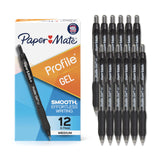 Paper Mate Profile Black Gel Pens 12 Pack – Ready-to-Give Stationery Bundle for Back-to-School Season and Graduation Gifting
