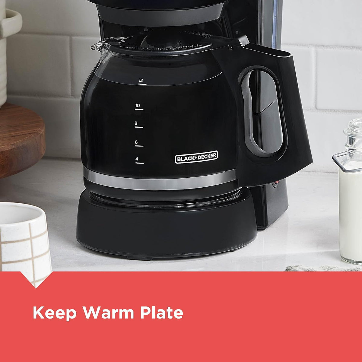 BLACK+DECKER Compact 12-Cup Coffee Maker, Neutral-Toned Brewer for Scandi-Style Kitchens and Simple Mornings