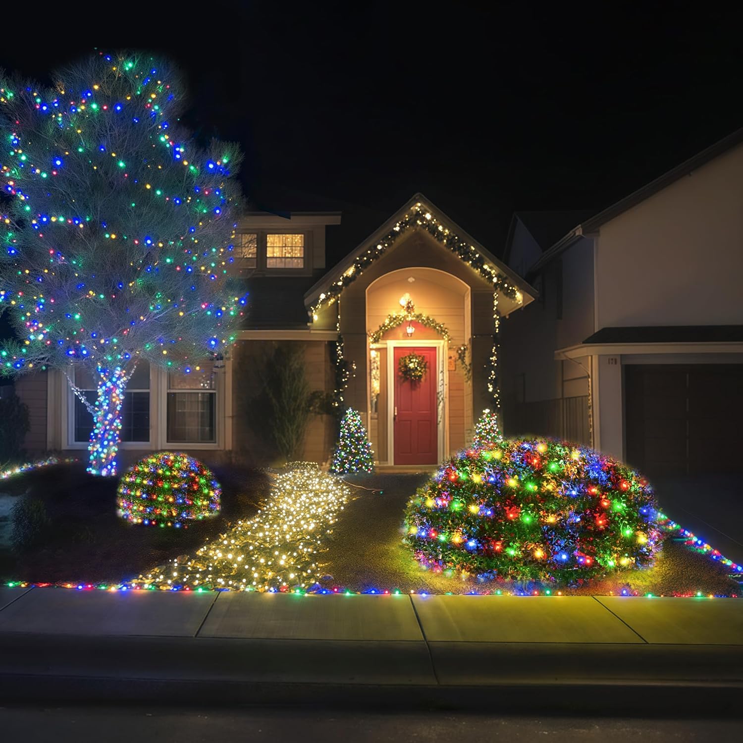 BlcTec 8.4ft x 5.2ft LED Net Mesh – Housewarming and Christmas Present for Neighbors, Friends and First-Time Decorators