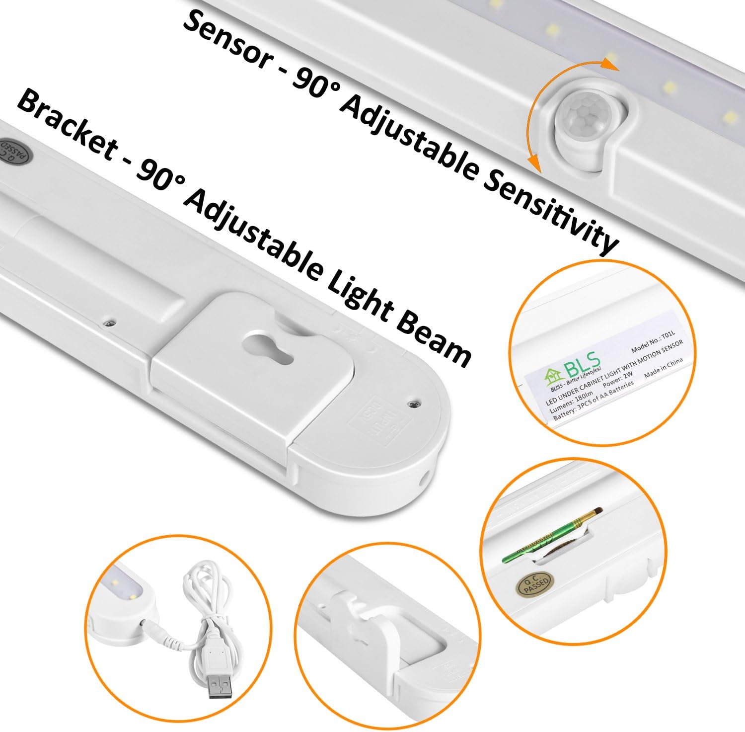 BLS T01L Battery Night Light – Practical Birthday Gift for Mom and Dad, Hands-Free Hallway and Stair Light