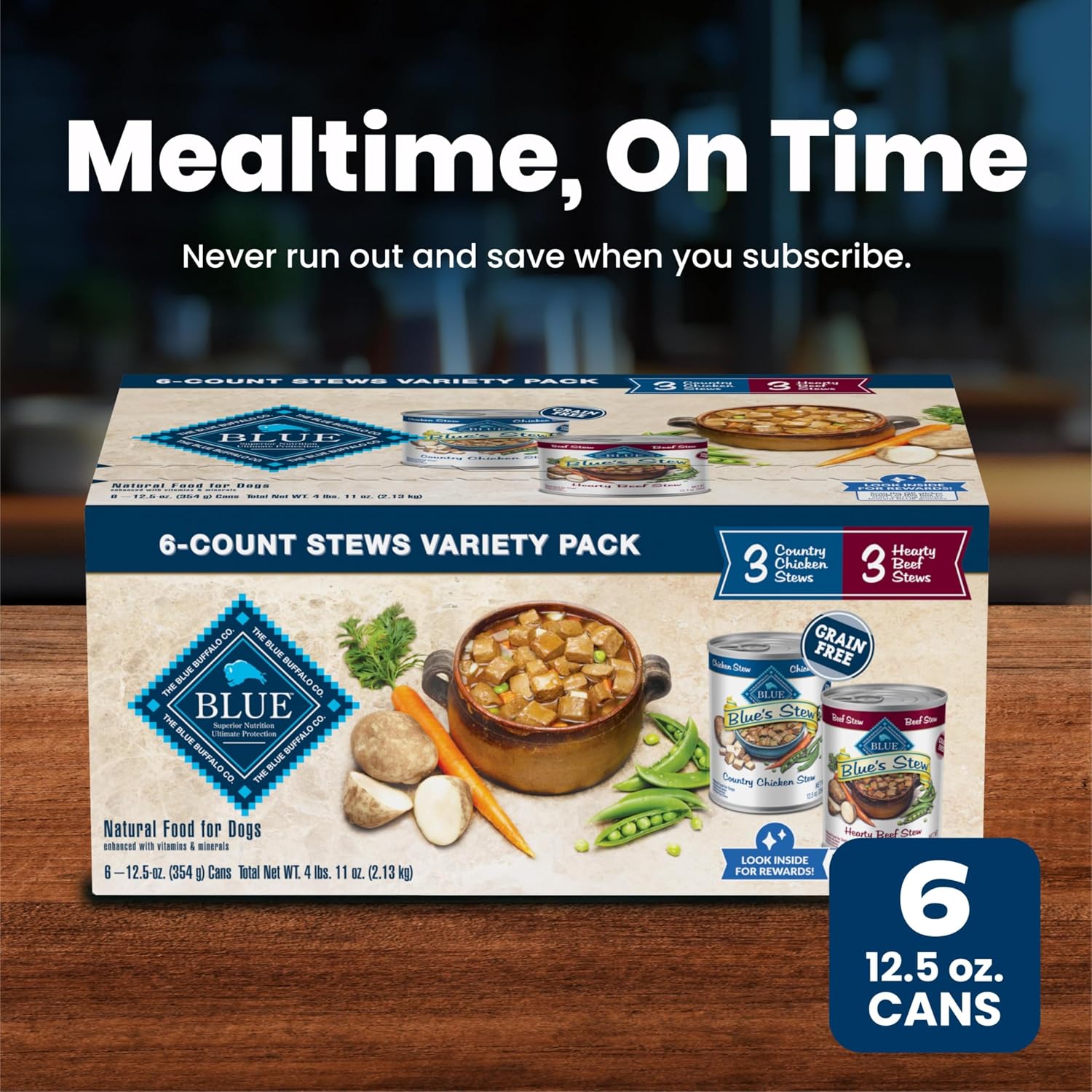 Blue Buffalo Blue's Stew Variety Pack, Elevated Wet Food Experience with Whole Vegetables and Visible Protein Chunks