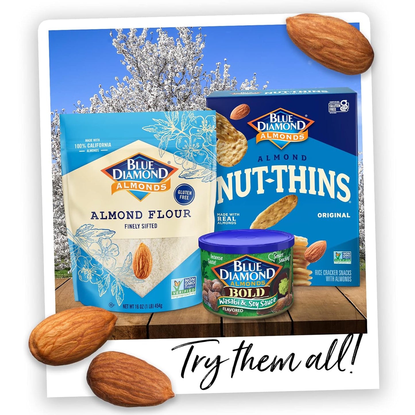 Blue Diamond Almonds BOLD Snack Nuts Multi-Pack, 6 oz Gourmet Flavor Sampler Cans for Housewarming Gifts and Snack Lover Gift Baskets
