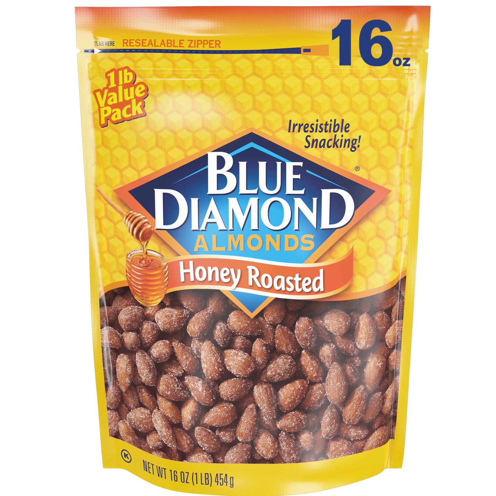 Blue Diamond Almonds Honey Roasted Snack Almonds – Giftable One-Pound Almond Pouch for Hostess and Housewarming