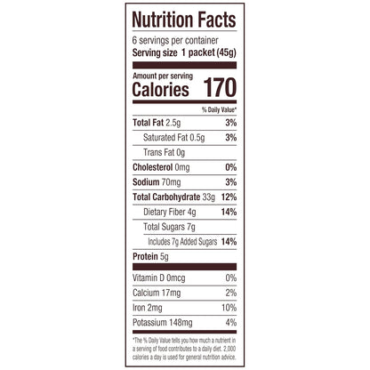 Bob's Red Mill Whole Grain Instant Oatmeal Maple Brown Sugar – Nutritious Gym-Bag Fuel for Post-Workout Recovery, 6 Packets