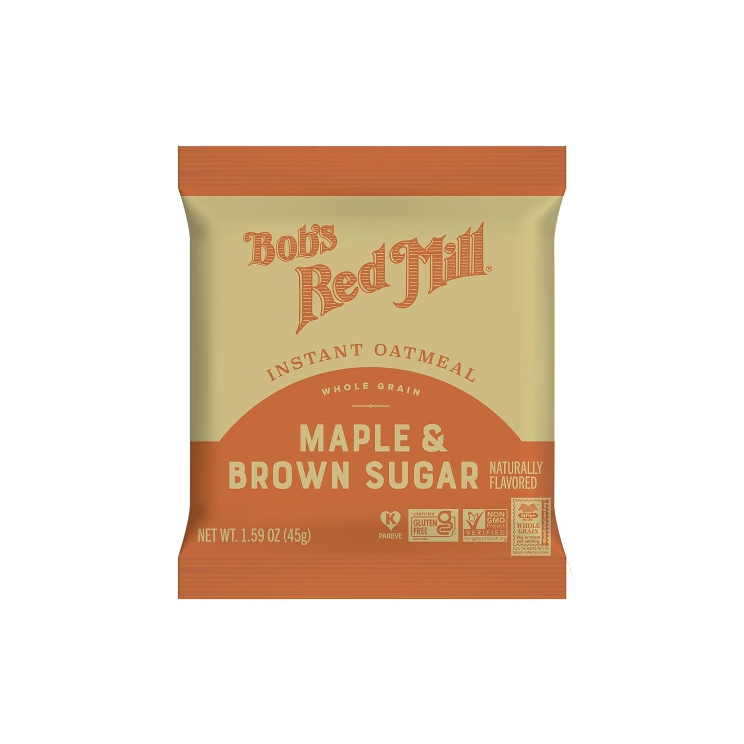 Bob's Red Mill Whole Grain Instant Oatmeal Maple Brown Sugar – Nutritious Gym-Bag Fuel for Post-Workout Recovery, 6 Packets