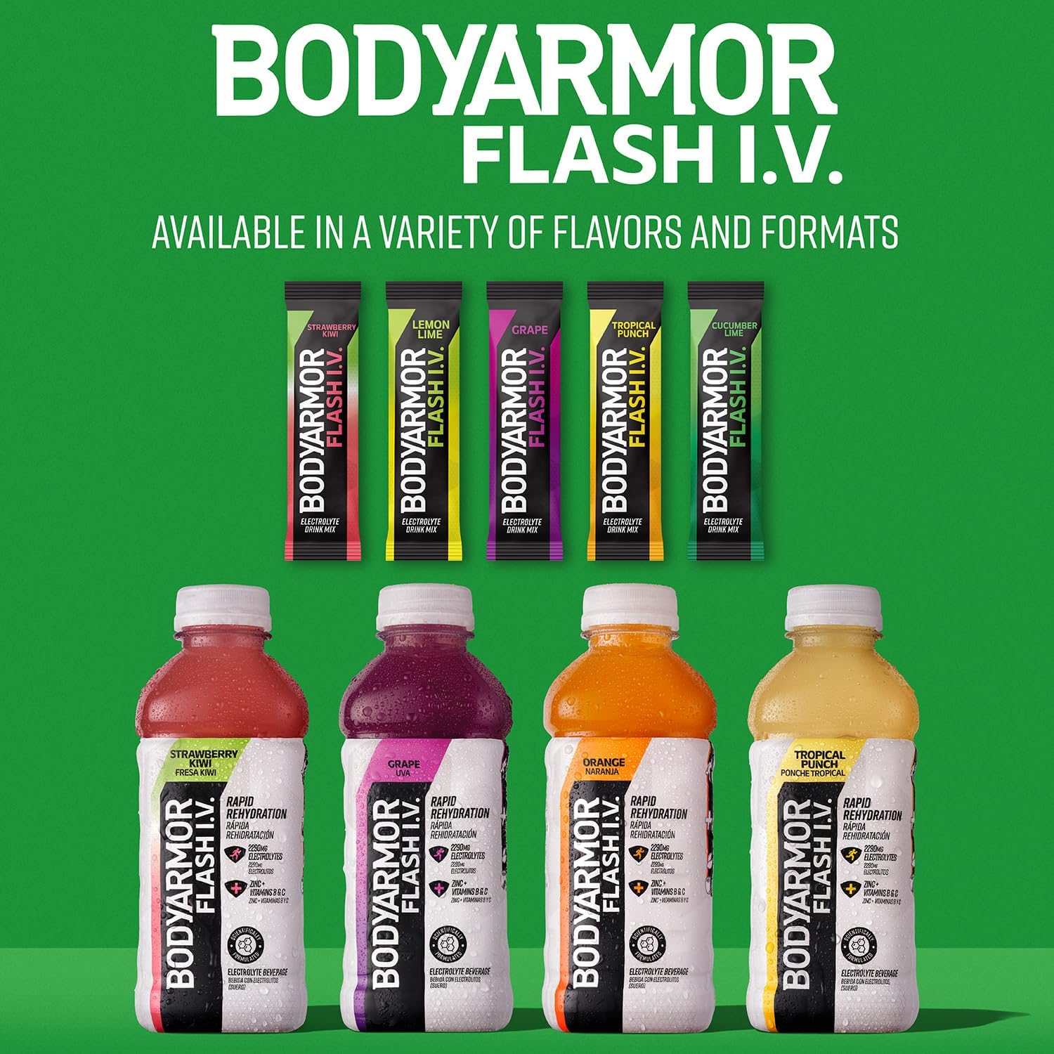 BODYARMOR Flash IV Electrolyte Packets – Less-Is-More Electrolyte Solution for Intentional Lifestyles, Zero Sugar Clean Label