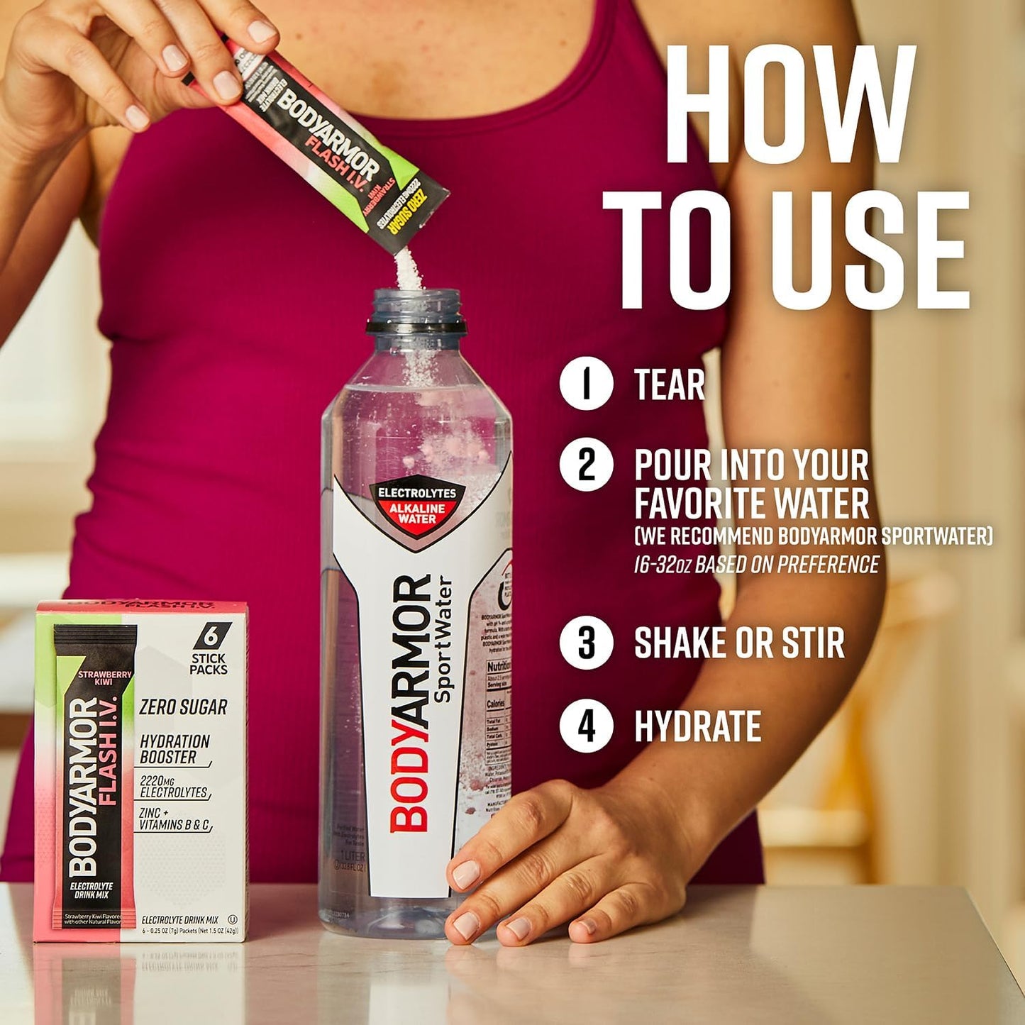 BODYARMOR Flash IV Electrolyte Packets – Less-Is-More Electrolyte Solution for Intentional Lifestyles, Zero Sugar Clean Label
