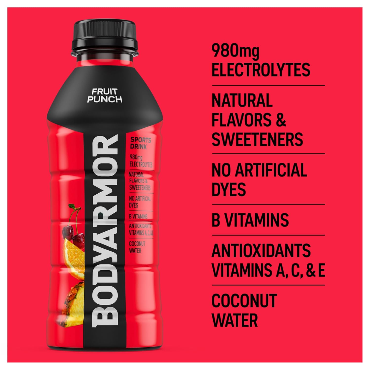 BODYARMOR Sports Beverage – Desk-Side Hydration Staple for Long Work Sessions, Natural Coconut Water Electrolytes