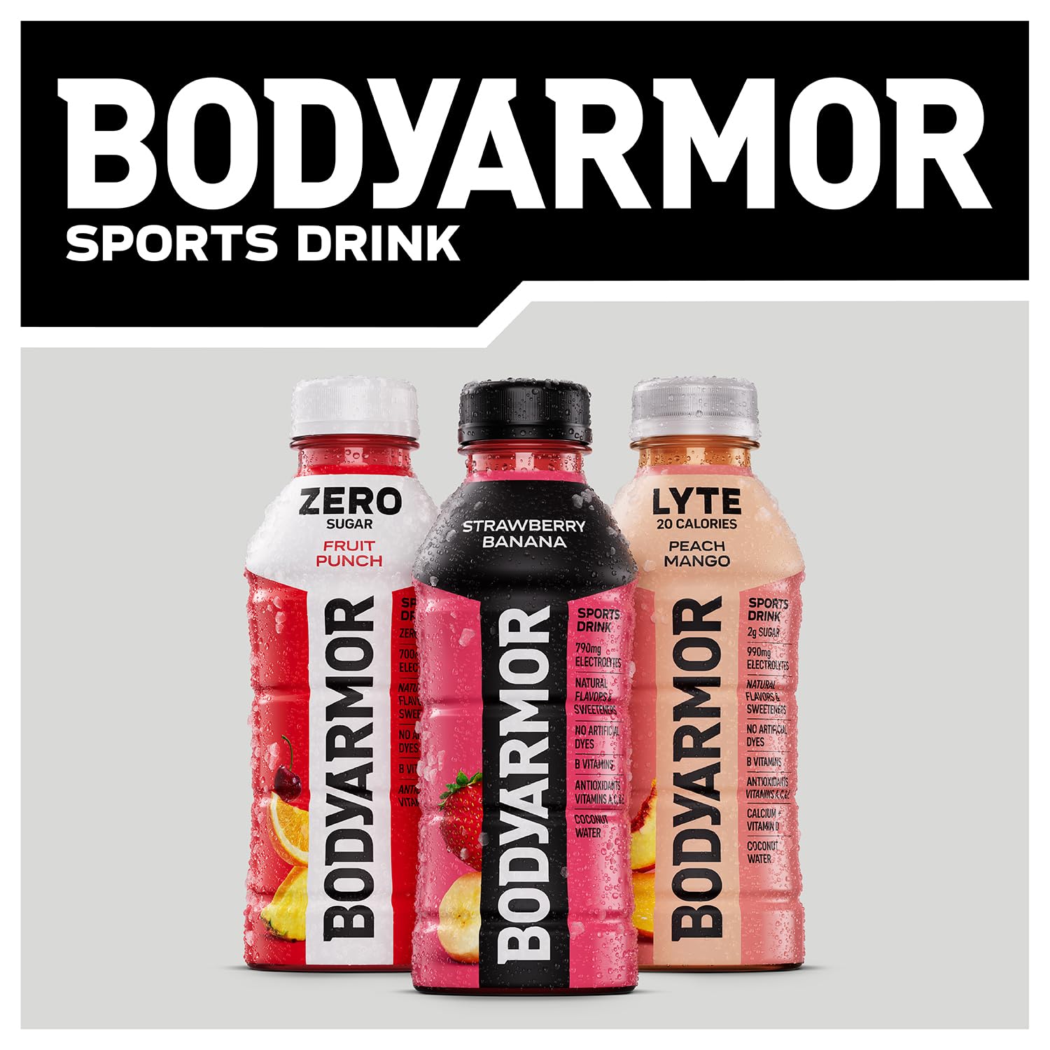 BODYARMOR ZERO Sugar Fruit Punch – Sugar-Free Energy Drink for Workday Focus and Mid-Morning Pick-Me-Ups