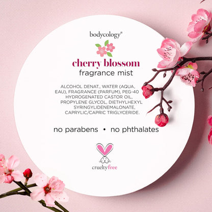 Bodycology Cherry Blossom Designer-Inspired Long-Lasting Body Spray, 8 fl oz Elevated Fragrance Wardrobe Staple for the Discerning Woman