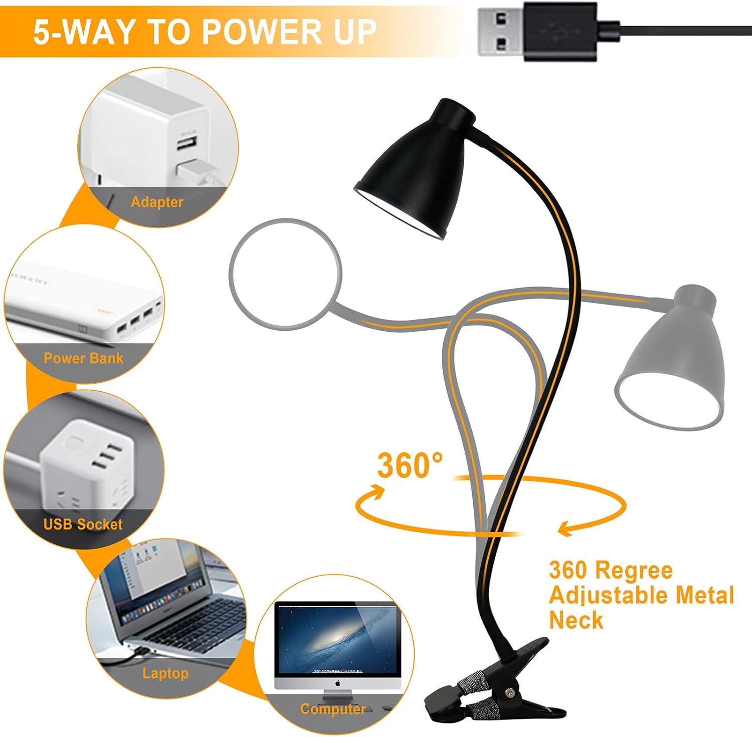 BOHON LED Desk Light for Students – Adjustable Color Temperature for Homework and Reading, Padded Clamp