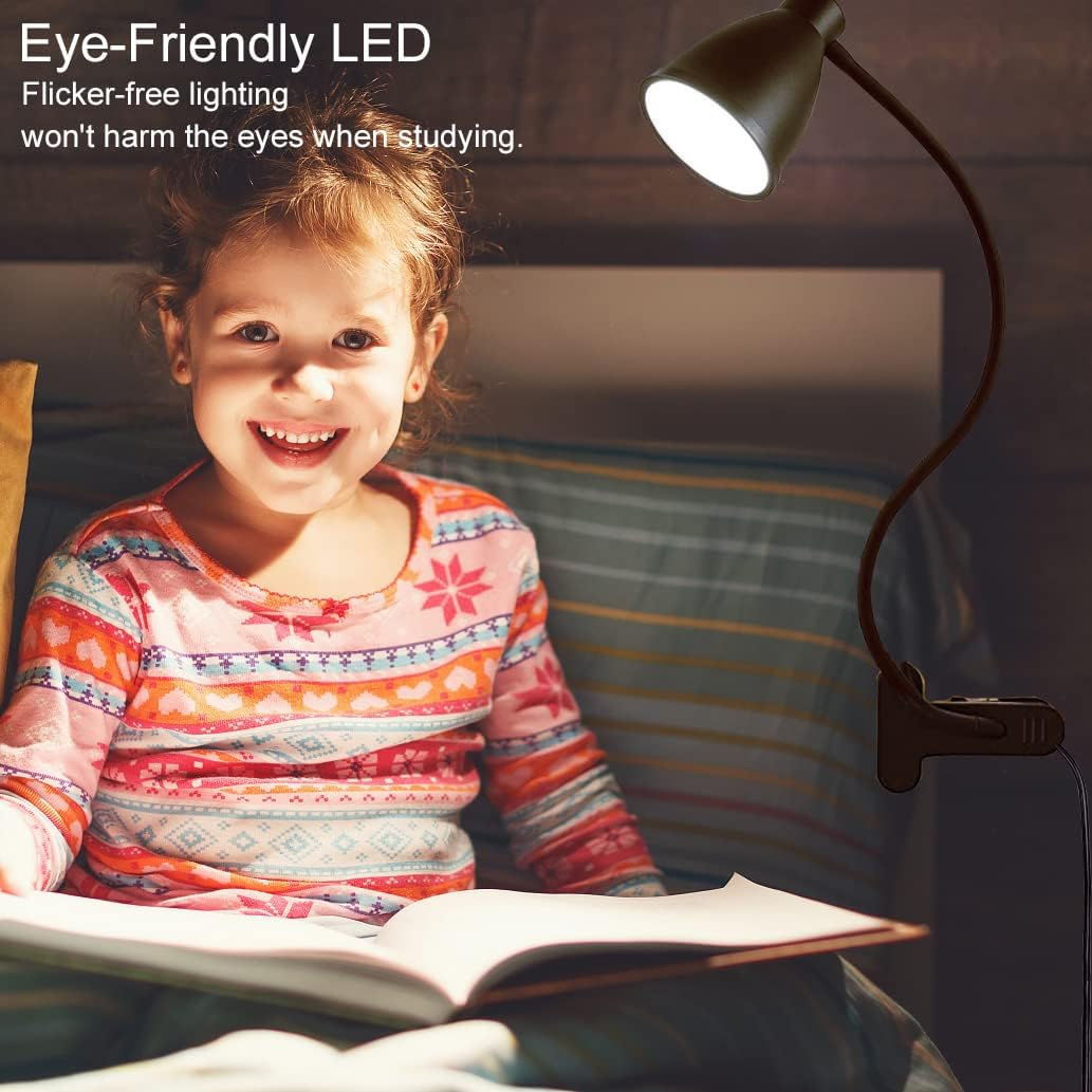 BOHON LED Desk Light for Students – Adjustable Color Temperature for Homework and Reading, Padded Clamp