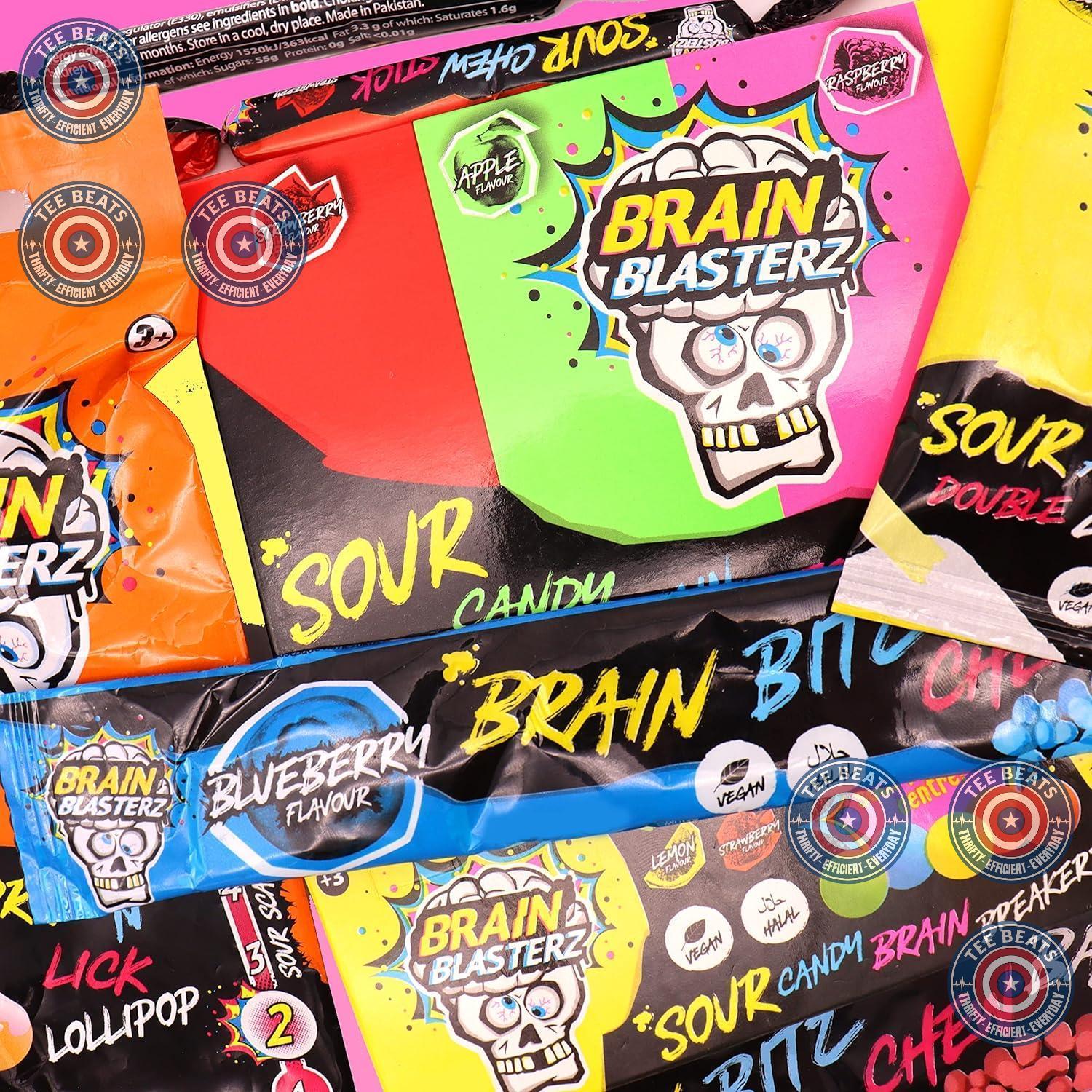 Brain Blasterz TREAT Sour Candy Variety Pack – Camping Trip Candy Assortment with Vegan & Halal Lollipops