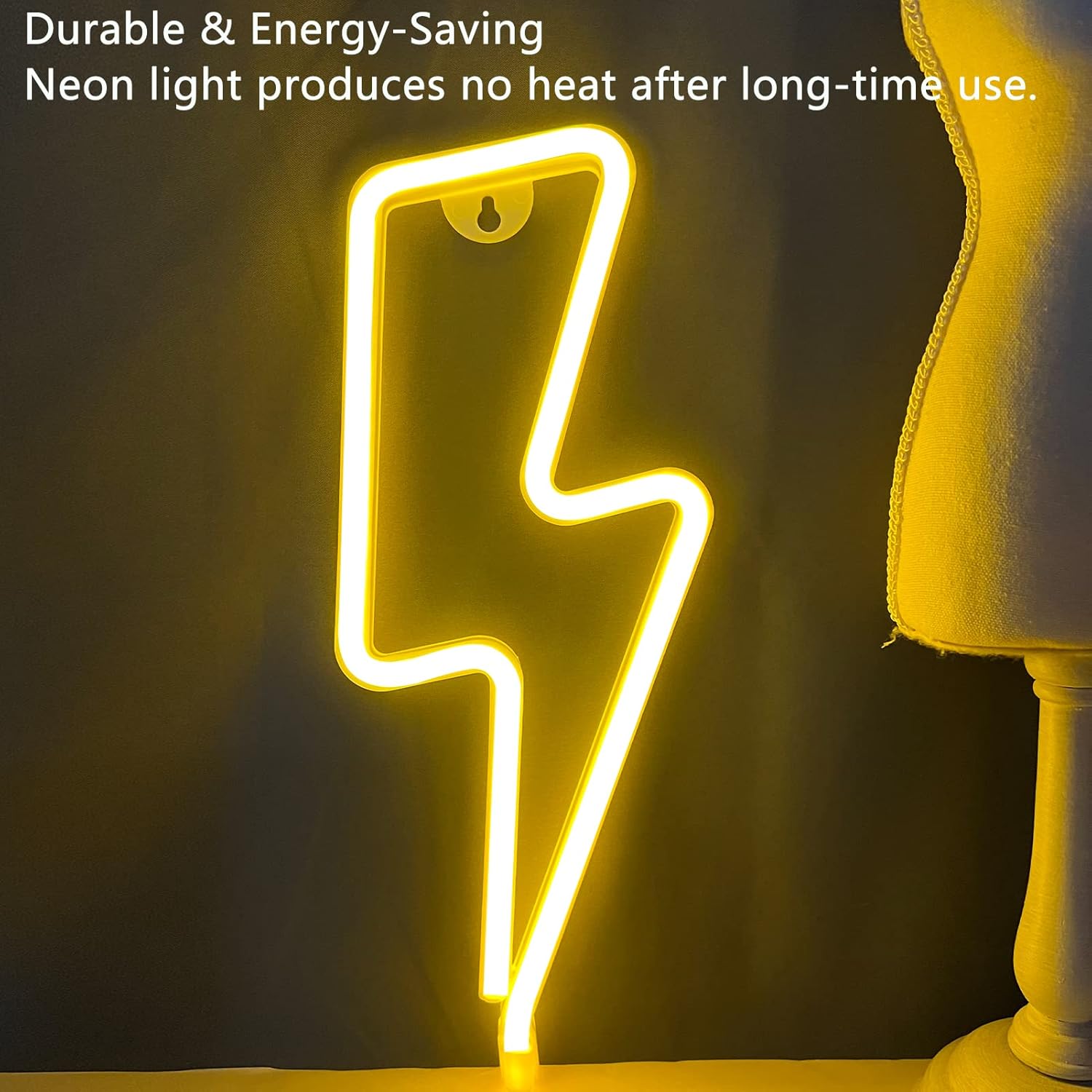 [Brand] Lightning Bolt Neon Sign – Designer Wall Light for Living Room and Gaming Setup, Flexible Silicone LED Decor Piece