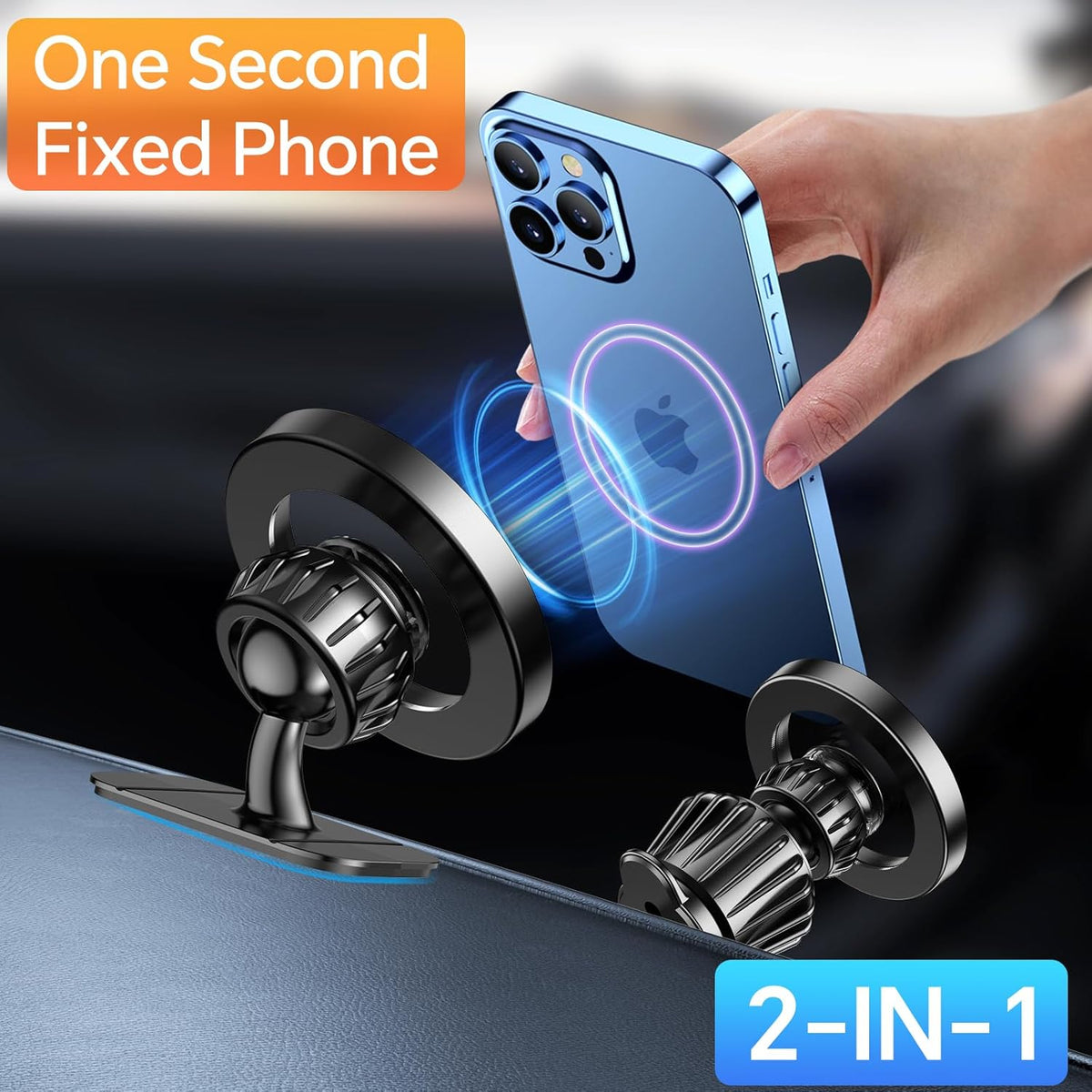 [Brand] Magnetic Car Phone Holder - Quick One-Hand Docking for Rideshare Drivers and Gig Workers, 360° Rotation