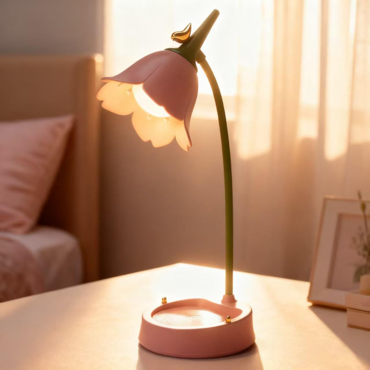 [Brand Name] Rechargeable Desk Lamp – Unique Valentine's Day Gift for Women, Cute Floral Table Light for Reading