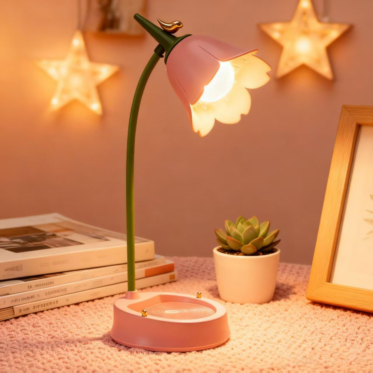 [Brand Name] Rechargeable Desk Lamp – Unique Valentine's Day Gift for Women, Cute Floral Table Light for Reading