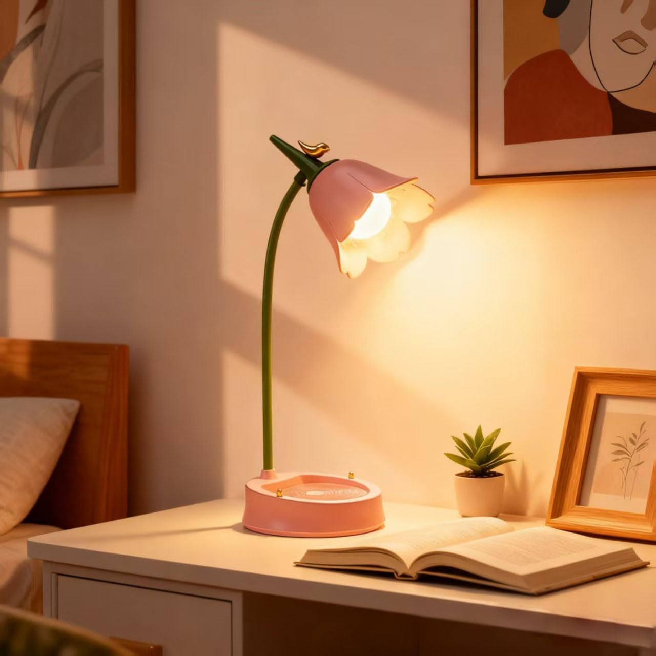 [Brand Name] Rechargeable Desk Lamp – Unique Valentine's Day Gift for Women, Cute Floral Table Light for Reading