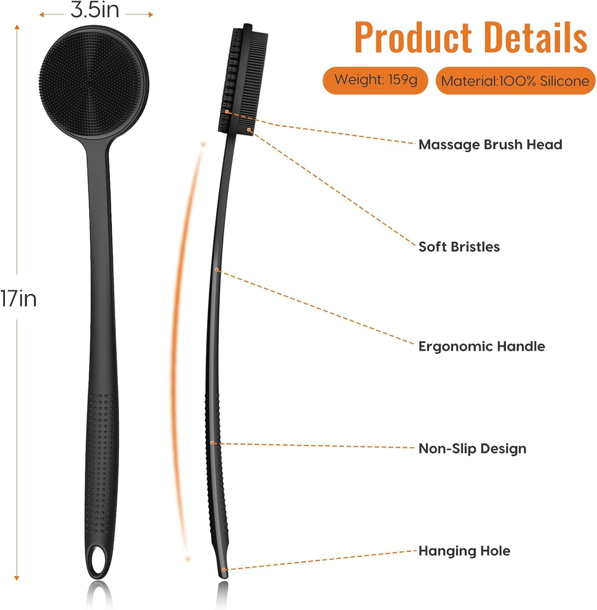 [Brand Name] Silicone Body Brush – Durable Quick-Drying Shower Scrubber for Safer, Cleaner Bathing