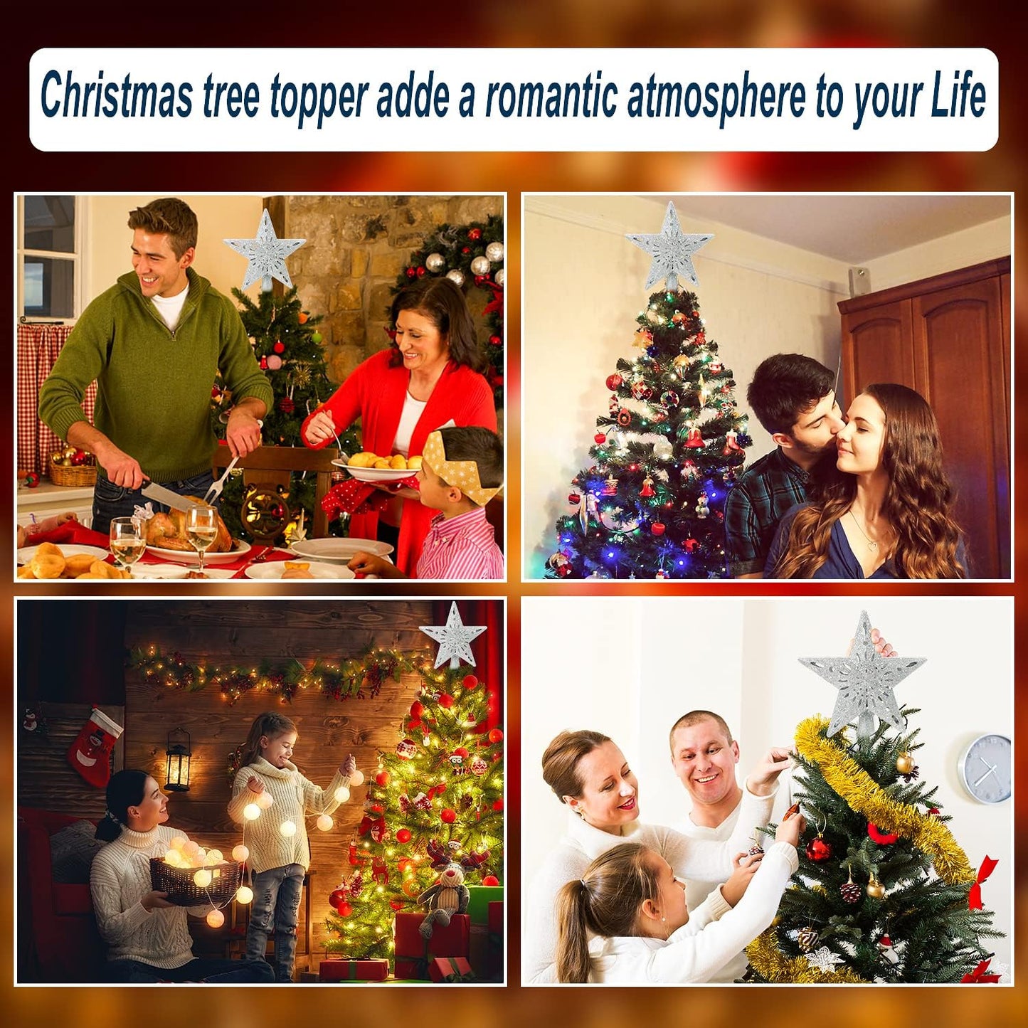 [Brand Name] Silver Star Christmas Topper Light – Family Room Holiday Centerpiece with Swirling Ceiling Patterns