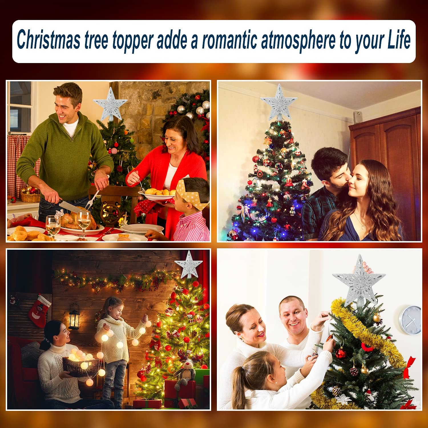 [Brand Name] Silver Star Christmas Topper Light – Family Room Holiday Centerpiece with Swirling Ceiling Patterns