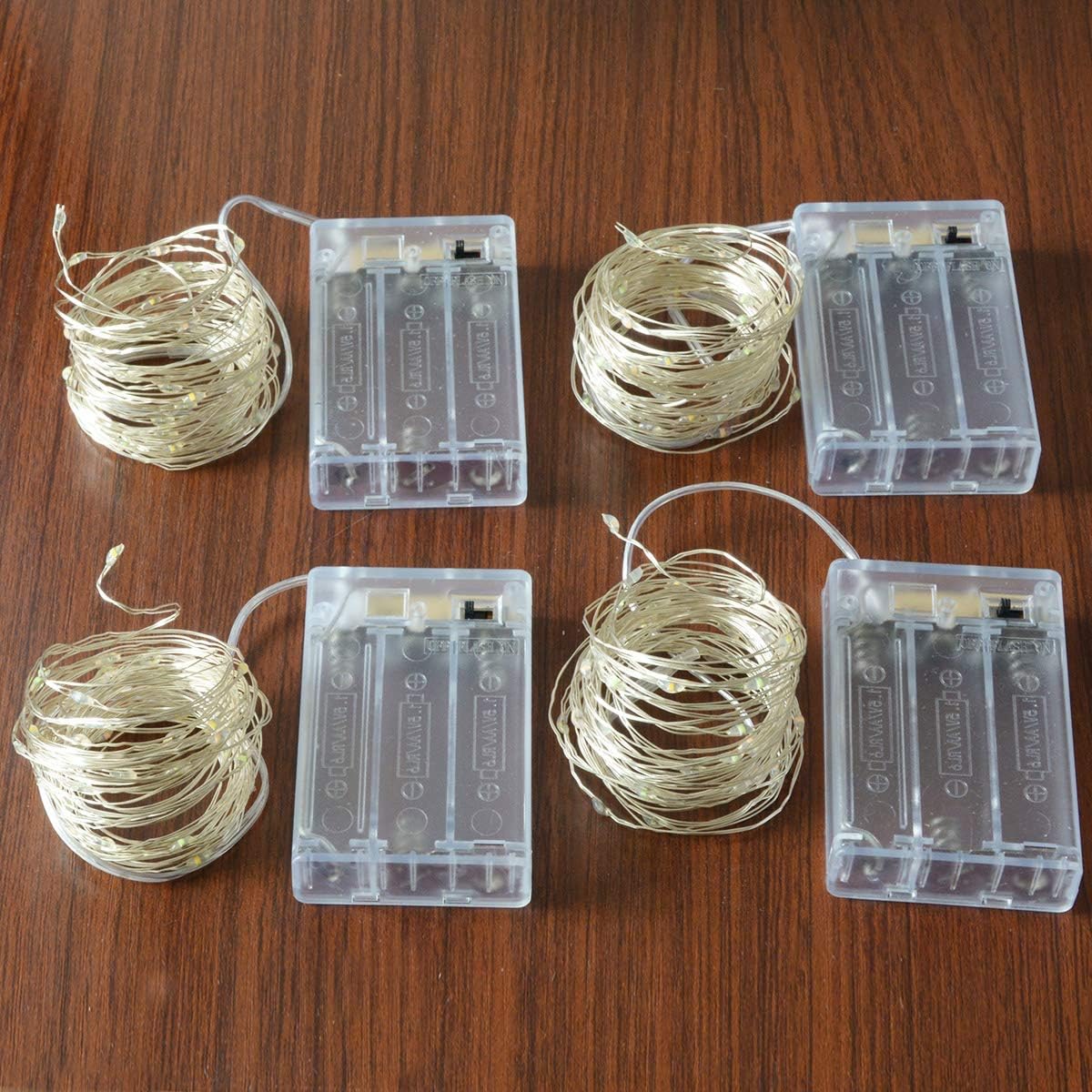 [Brand] Renter Friendly String Lights – No Outlet Needed Wall and Curtain Glow, 4-Pack Battery LEDs