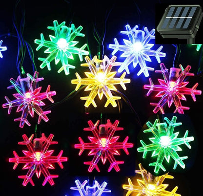 Brightever Solar Snowflake Lights 20 Ft 30 LED – Minimal Glow Decor for Boho Living Room, Dorm Window and Indoor Plant Corners
