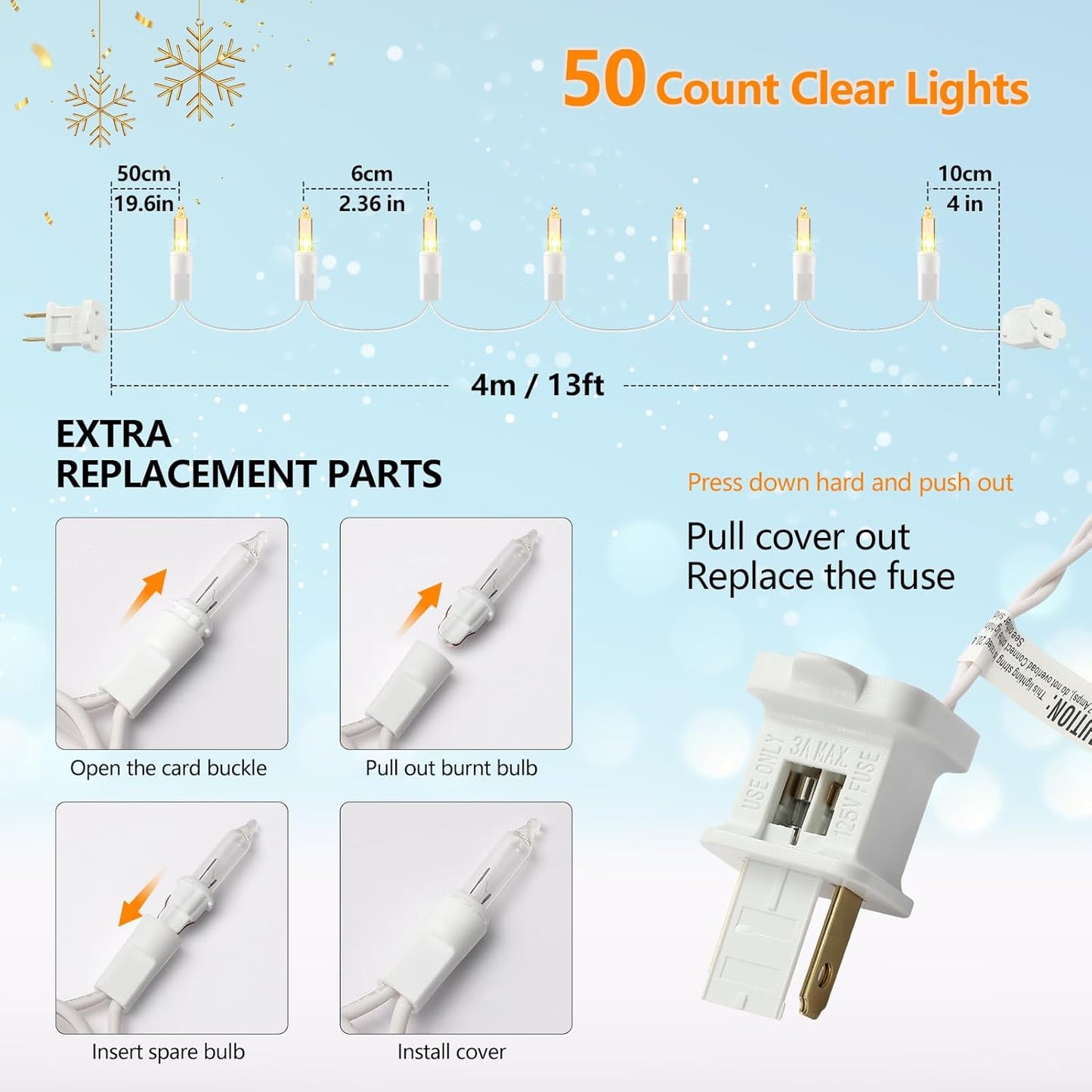 Brightown 50 Bulb Warm White String Lights Plug-in 13ft – Soft 2700K Ambience for Bath Time, Meditation Corner & Nightly Mindfulness Routine