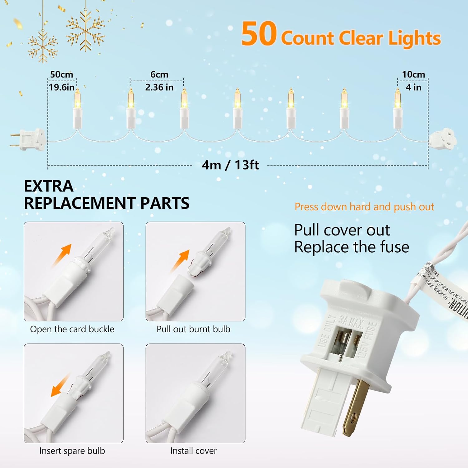 Brightown 50 Bulb Warm White String Lights Plug-in 13ft – Soft 2700K Ambience for Bath Time, Meditation Corner & Nightly Mindfulness Routine