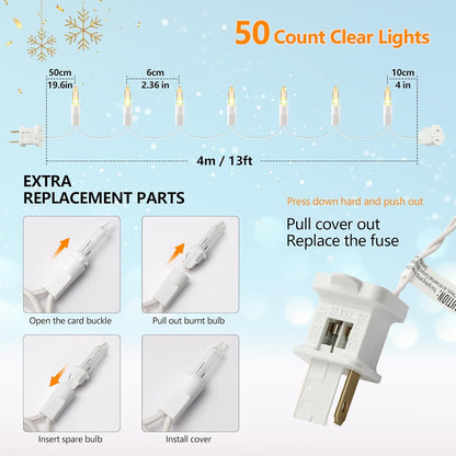 Brightown 50 Bulb Warm White String Lights Plug-in 13ft – Soft 2700K Ambience for Bath Time, Meditation Corner & Nightly Mindfulness Routine